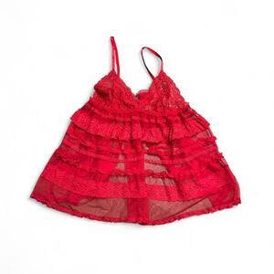 Red lace babydoll mesh lingerie
